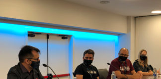 SITGES ACOGE LA PRESENTACIÓN DE UN NUEVO AVANCE DE PROGRAMACIÓN De izquierda a derecha, Ángel Sala, Ramón González Trujillo, Daniel Fumero y Vanesa Bocanegra, en la presentación en Sitges de un nuevo avance de programación del Festival Isla Calavera 2020.
