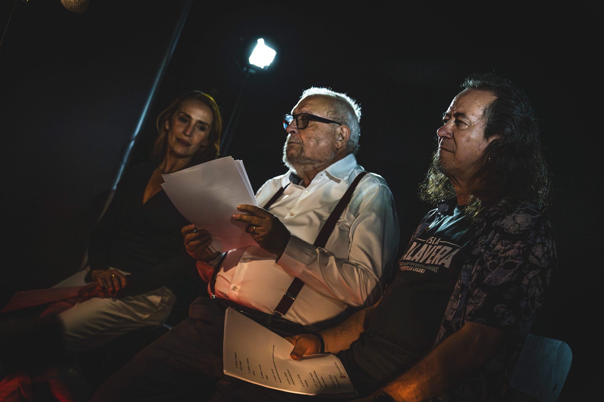 Graciela Molina, Camilo García y Luis Posada, en el Festival Isla Calavera 2023.